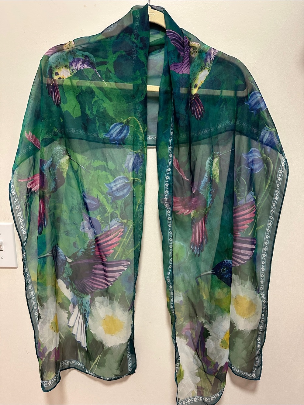 Galleria Enterprises, Inc. Green Sheer Hummingbird Floral Scarf